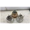 Image 6 : Collection of Six Vintage Kerosene Oil Lamp Founts With Burners and Three Wall Brackets, No