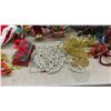 Image 5 : Assorted Christmas Decor: Santa Figures, Tinsel Garland, Angel Tree Topper, Lights, Ornaments