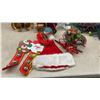 Image 6 : Assorted Christmas Decor: Santa Figures, Tinsel Garland, Angel Tree Topper, Lights, Ornaments