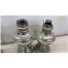 Image 3 : Set of Four Antique Nickel-Plated Kerosene Oil Lamps with Pedestal Bases, No Chimneys