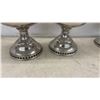Image 4 : Set of Four Antique Nickel-Plated Kerosene Oil Lamps with Pedestal Bases, No Chimneys