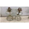 Image 3 : Six Clear Glass Kerosene Oil Lamps With Metal Burners and Wicks, No Chimneys