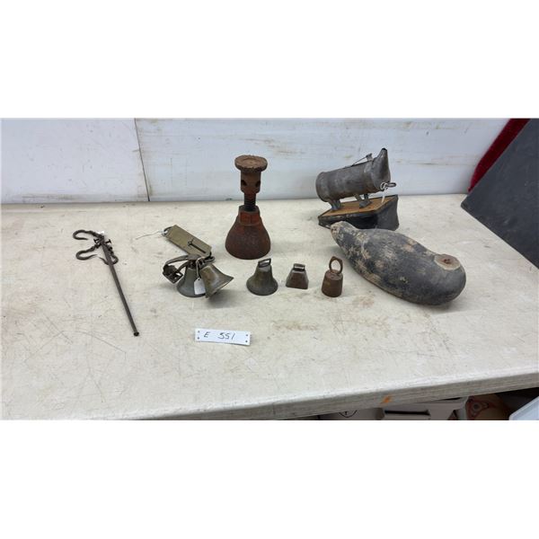 Antique Brass Scale, Bells, Steelyard Scale, Bee Keeper Smoker
