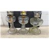 Image 5 : Three Clear Glass Kerosene Oil Lamps With Chimneys
