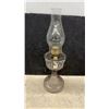 Image 2 : Three Antique Glass Kerosene Lamps with Chimneys, Late 19th to Early 20th Century