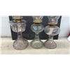 Image 5 : Three Antique Glass Kerosene Lamps with Chimneys, Late 19th to Early 20th Century