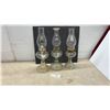 Image 1 : Three Clear Glass Kerosene Lamps with Chimneys
