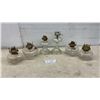 Image 1 : Six CGlass Oil Lamps With Brass Burners, No Chimneys, Two Lamps only have 3 Prongs