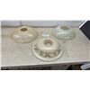 Image 1 : Three Vintage Frosted Glass Ceiling Light Shades With Floral and Scroll Designs