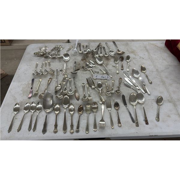 Silver-Plated Flatware, Spoons, Forks, Knives, Servers