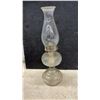 Image 2 : Three Antique Clear Glass Kerosene Oil Lamps With Chimneys