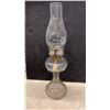 Image 3 : Three Antique Clear Glass Kerosene Oil Lamps With Chimneys