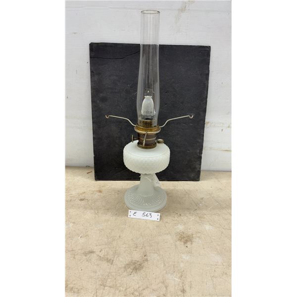 Aladdin Model 12 Nu-Type White Milk Glass Diamond Quilted Kerosene Mantle Lamp, 1928-1935, Missing
