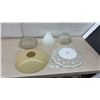 Image 1 : Vintage Glass Light Shades and Diffusers, Milk Glass, Ribbed, Floral Etched