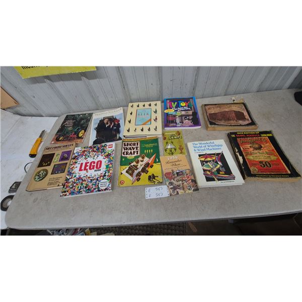 Collection of Books: The LEGO Book, Norman Rockwell, Art from Shells, Short Wave Craft