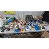 Image 1 : Assorted Hardware and Supplies: Multi-Drawer Cabinet, Bins of Fasteners, Weatherstrip, Drop Sheets