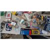 Image 7 : Assorted Hardware and Supplies: Multi-Drawer Cabinet, Bins of Fasteners, Weatherstrip, Drop Sheets