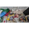 Image 8 : Assorted Hardware and Supplies: Multi-Drawer Cabinet, Bins of Fasteners, Weatherstrip, Drop Sheets