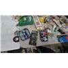 Image 9 : Assorted Hardware and Supplies: Multi-Drawer Cabinet, Bins of Fasteners, Weatherstrip, Drop Sheets
