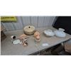 Image 1 : Assorted Vintage Light Fixtures and Shades: Floral Glass Shade, Swirl Glass Shade
