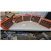Image 1 : Five Orange Metal Multi-Drawer Small Parts Organizers with Clear Plastic Drawers all with hardware