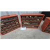 Image 3 : Five Orange Metal Multi-Drawer Small Parts Organizers with Clear Plastic Drawers all with hardware