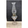 Image 2 : Three Clear Glass Oil Lamps with Pedestal Bases and Chimneys