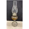 Image 3 : Three Clear Glass Oil Lamps with Pedestal Bases and Chimneys