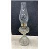 Image 4 : Three Clear Glass Oil Lamps with Pedestal Bases and Chimneys