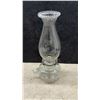 Image 6 : Antique Queen Anne Kerosene Lamp With Stork Motif and Two Clear Glass Finger Oil Lamps