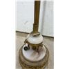 Image 3 : Vintage Ornate Brass Torchère Floor Lamp with Marble Base and Embossed Floral Glass Shade, 65” Tall