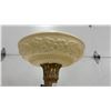 Image 5 : Vintage Ornate Brass Torchère Floor Lamp with Marble Base and Embossed Floral Glass Shade, 65” Tall