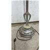 Image 3 : Vintage Torchiere Floor Lamp With Cast Metal Base and Embossed Floral Glass Shade, 65” Tall, Cord