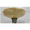 Image 5 : Vintage Torchiere Floor Lamp With Cast Metal Base and Embossed Floral Glass Shade, 65” Tall, Cord