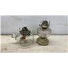 Image 4 : Glass Kerosene Oil Lamps With Metal Burners, Pedestal and Finger Styles, Set of 7, Missing Chimneys