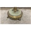 Image 2 : Vintage Ornate Brass Torchiere Floor Lamp with Floral Glass Shade and Marble Base, 63” Tall