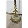 Image 3 : Vintage Ornate Brass Torchiere Floor Lamp with Floral Glass Shade and Marble Base, 63” Tall