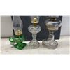 Image 5 : Three Glass Kerosene Lamps with Chimneys