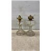 Image 2 : Six Glass Oil Lamps with Brass Burners, No Chimneys