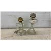 Image 3 : Six Glass Oil Lamps with Brass Burners, No Chimneys