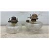 Image 4 : Six Glass Oil Lamps with Brass Burners, No Chimneys