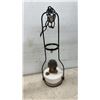 Image 3 : Pair of Vintage Hanging Aladdin Lamps with Metal Frames, Missing 1 Chimney