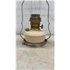 Image 4 : Pair of Vintage Hanging Aladdin Lamps with Metal Frames, Missing 1 Chimney