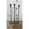 Image 1 : Three Vintage Torchiere Floor Lamp Bases with Brass and Marble Construction, No shades