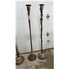 Image 4 : 3 Antique Ornate Cast Brass and Bronze Torchiere Floor Lamps, Early 20th Century, No Shades