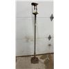 Image 4 : Antique Cast Iron and Brass Floor Lamps, Bridge Arm Scrollwork and Ornate Cage Top, Missing Shades