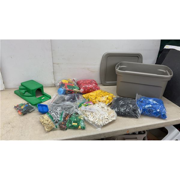 Large Collection of LEGO Building Blocks and Tote