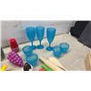 Image 3 : Play Food and Utensils, Cutlery Trays, and Blue Plastic Glasses