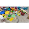 Image 6 : Play Food and Utensils, Cutlery Trays, and Blue Plastic Glasses