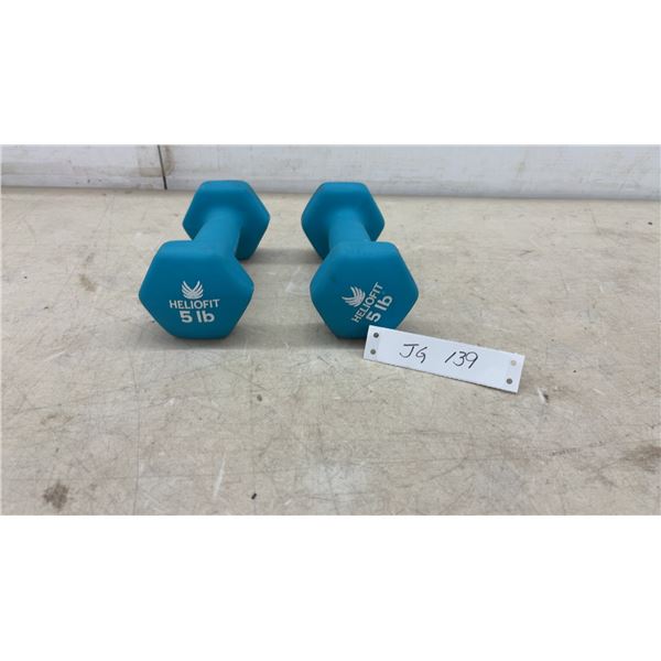 Pair of Heliofit 5 Lb. Hex Dumbbells